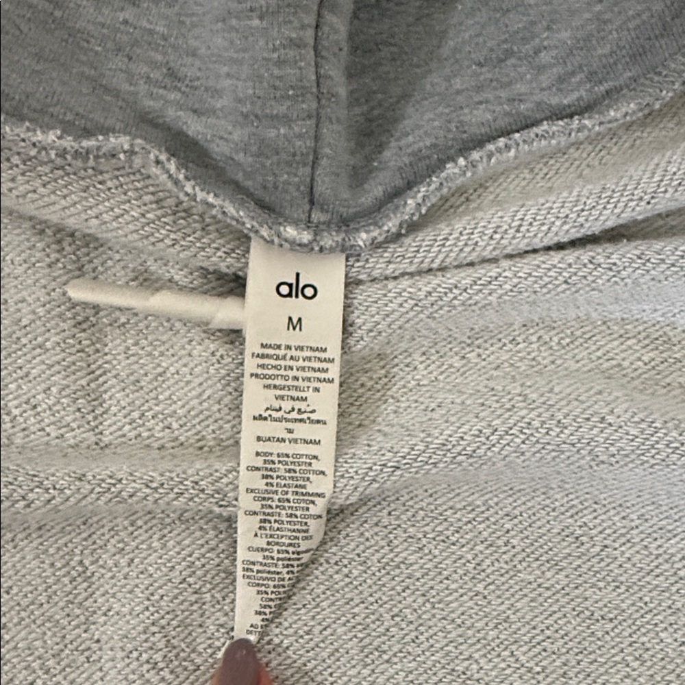 ALO Yoga Light Gray Zip-Up Hoodie Sweater - Picture 3 of 4